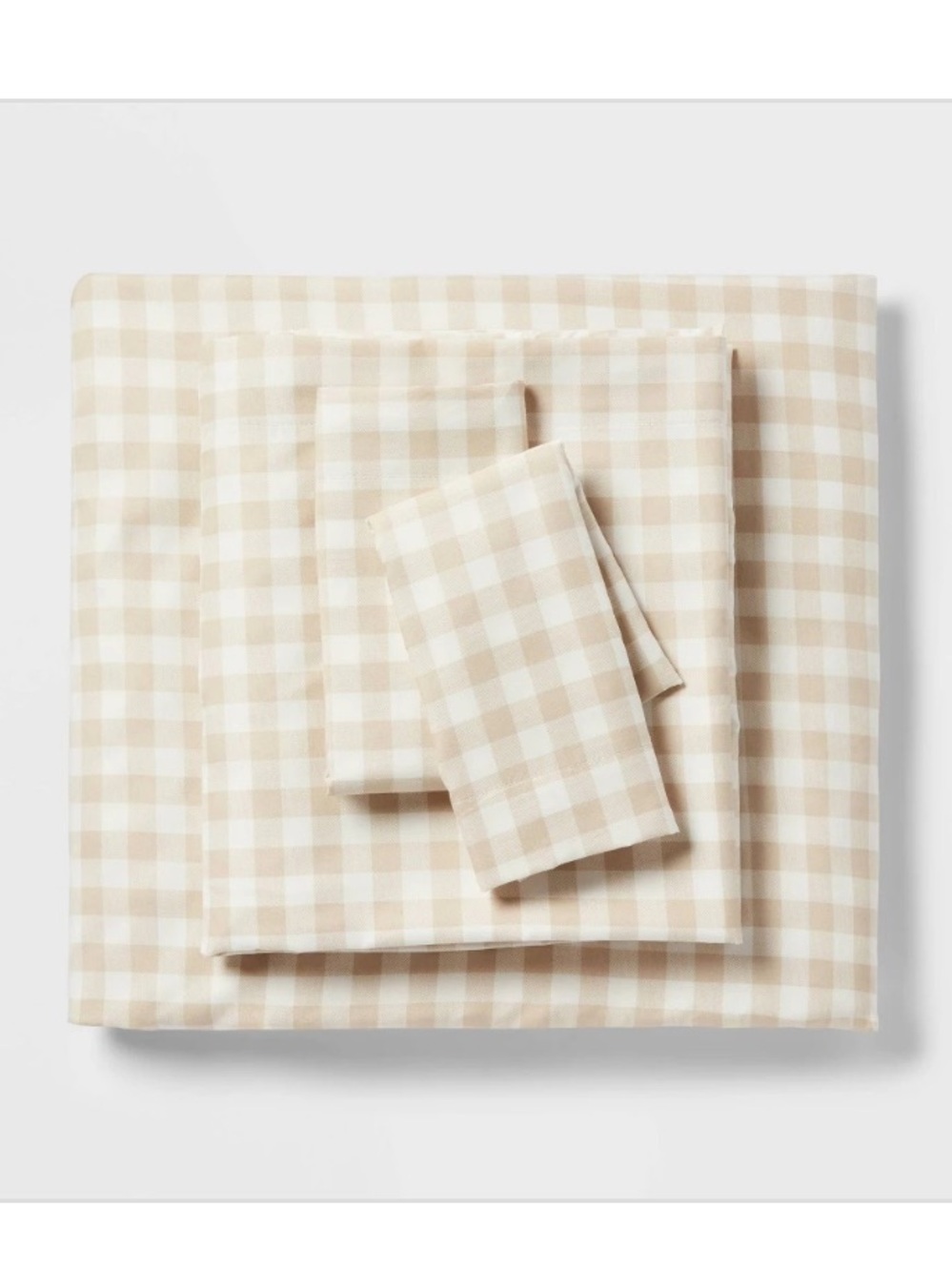 Twin/Twin Extra Long Microfiber Sheet Set Khaki Gingham - Room Essentials